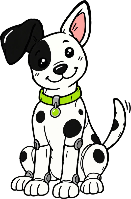 The Hot Diggity Digital dog, sitting and ready to work